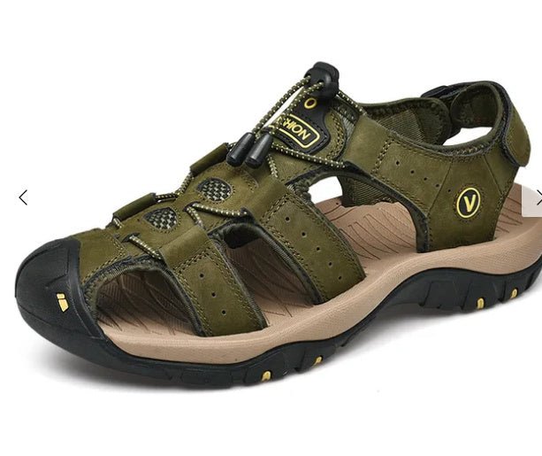 Plus Size Outdoor Men's Leather Sports Sandals - AmiraMart