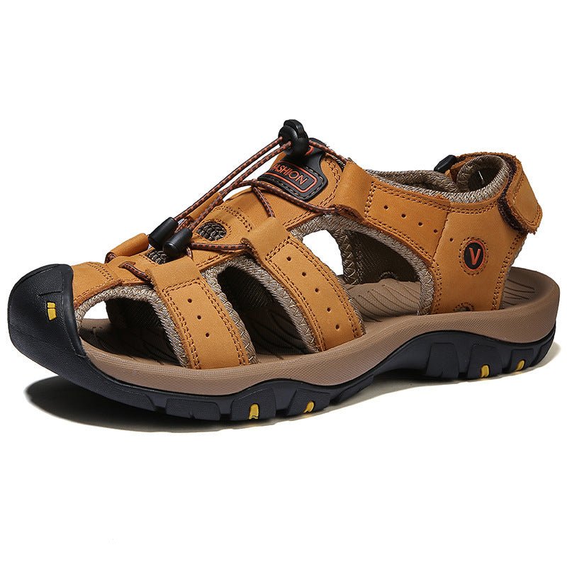 Plus Size Outdoor Men's Leather Sports Sandals - AmiraMart