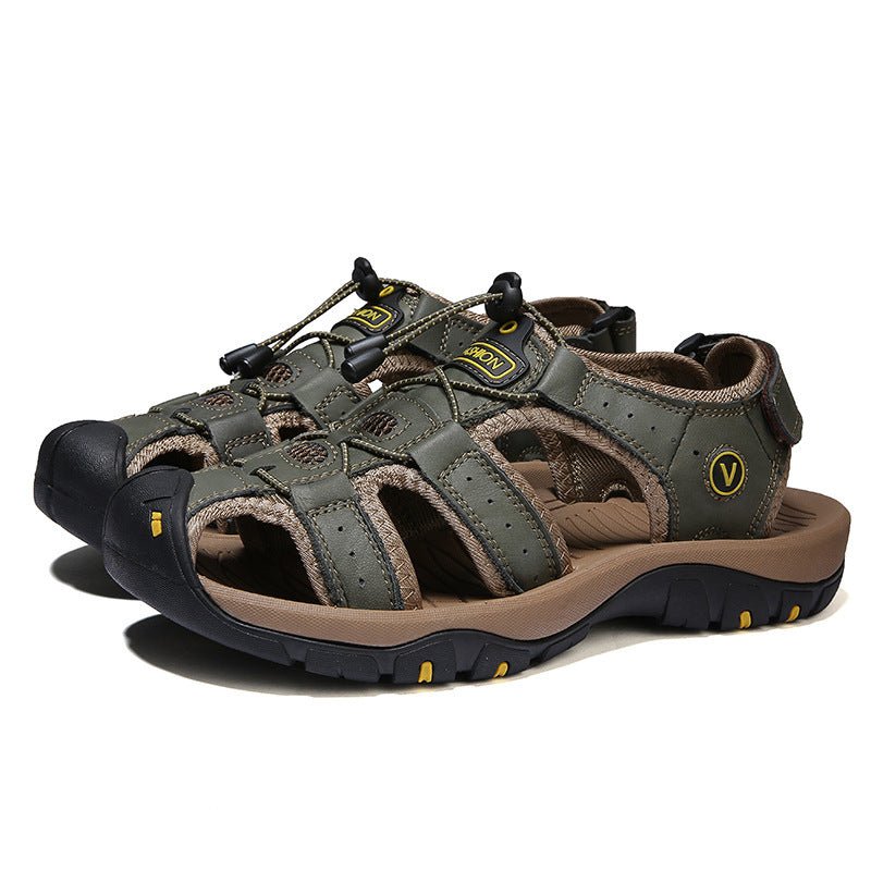 Plus Size Outdoor Men's Leather Sports Sandals - AmiraMart