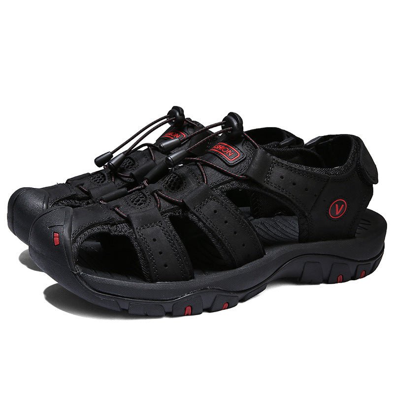 Plus Size Outdoor Men's Leather Sports Sandals - AmiraMart