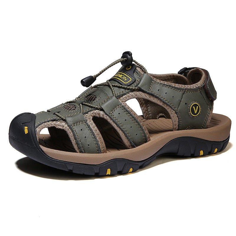 Plus Size Outdoor Men's Leather Sports Sandals - AmiraMart