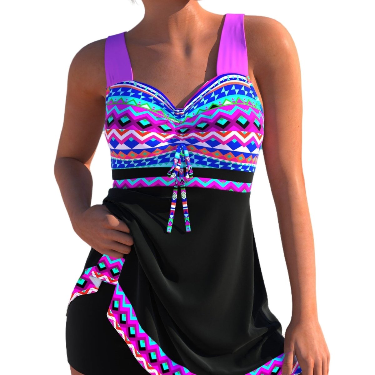 Plus Size Quick - drying Women's Split Skirt Bikini Swimsuit - AmiraMart