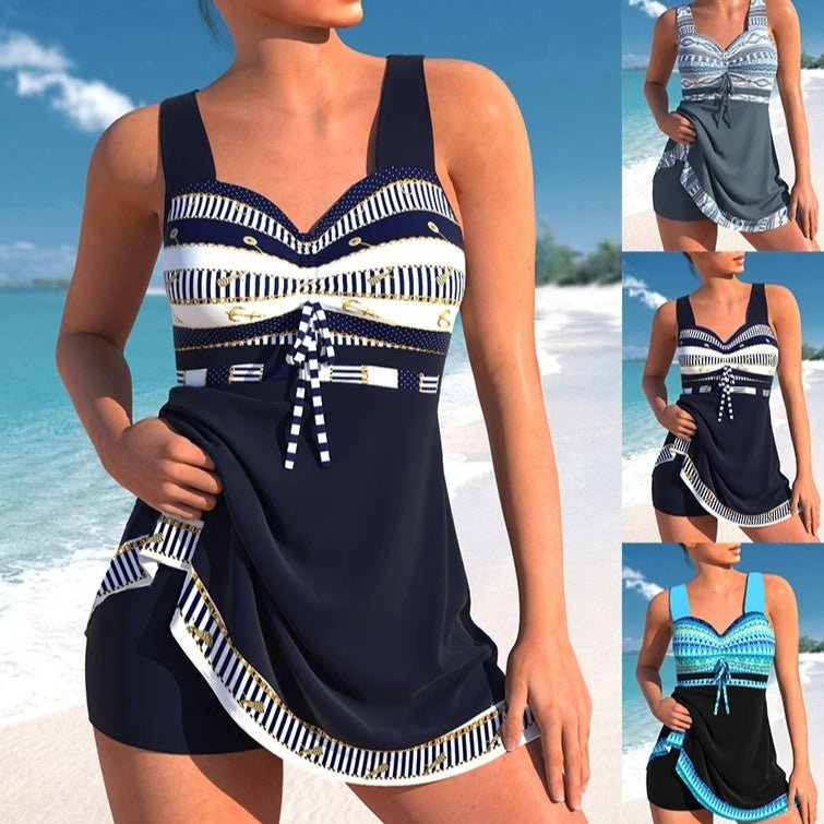 Plus Size Quick - drying Women's Split Skirt Bikini Swimsuit - AmiraMart