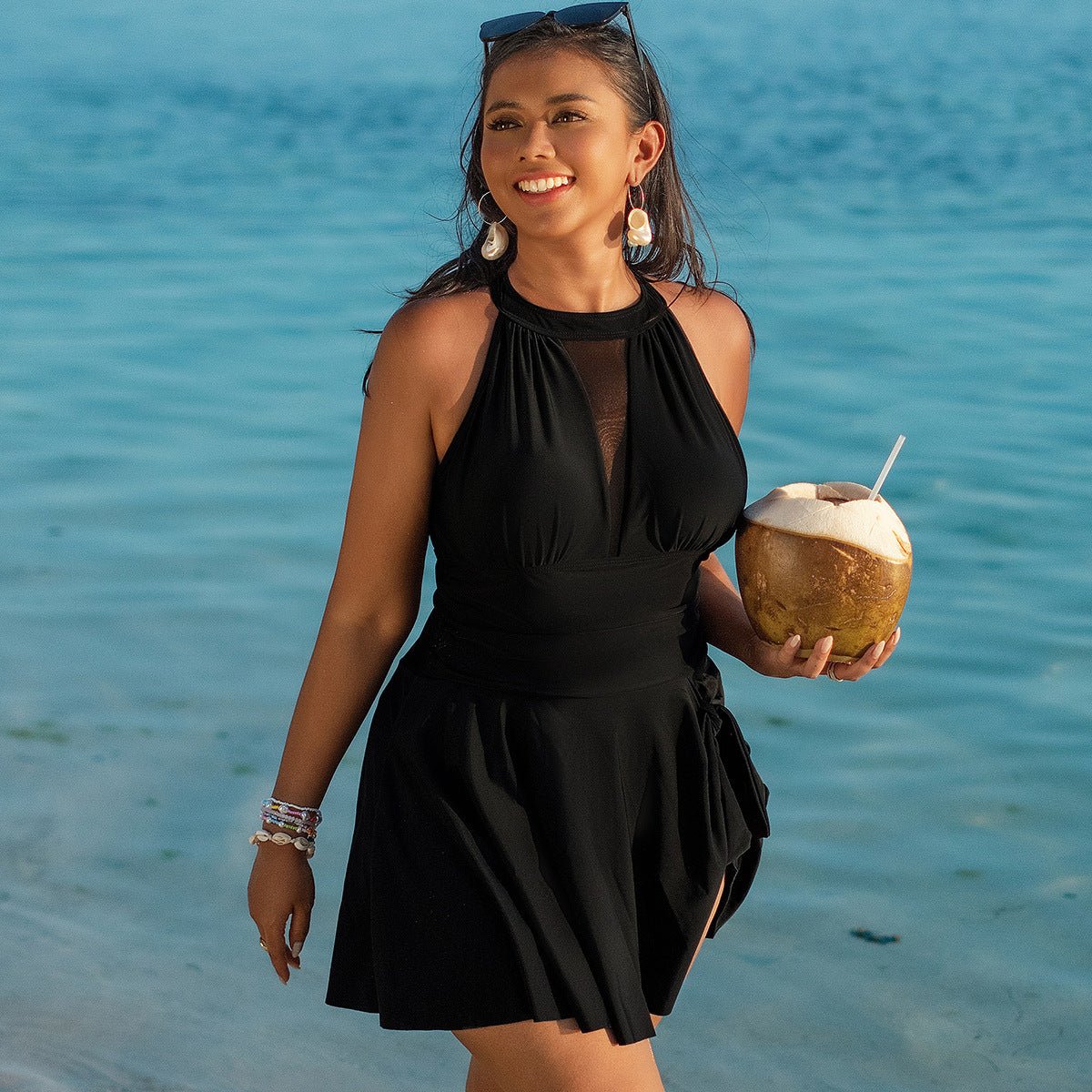 Plus Size Swimsuit – Skirted One - Piece for Women - AmiraMart