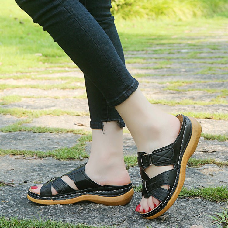 Plus Size Wedge Sandals - AmiraMart