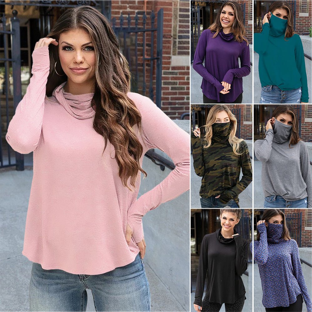 Women's Bottoming Shirt Half High Neck Slim Long Sleeves - AmiraMart
