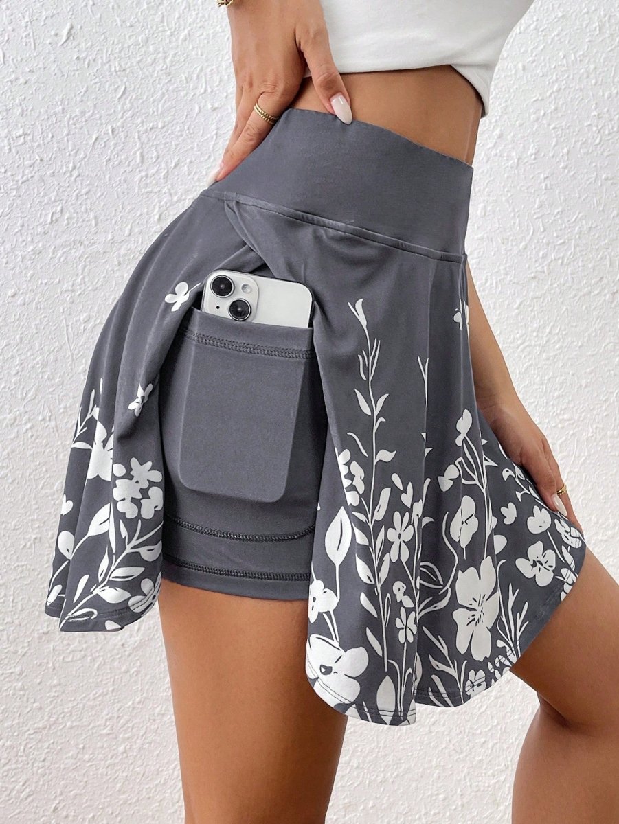 Pocket Minimalist Flower Printed Shorts With Pockets Shorts Inside Out Back To School Outfits - AmiraMart
