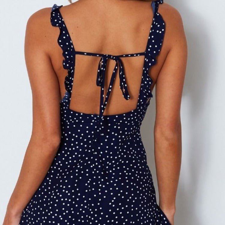 Polka - dot Strappy Dress - AmiraMart