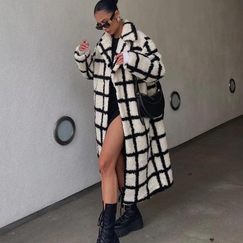 Polo Loose Coat Fashionable Plaid - AmiraMart