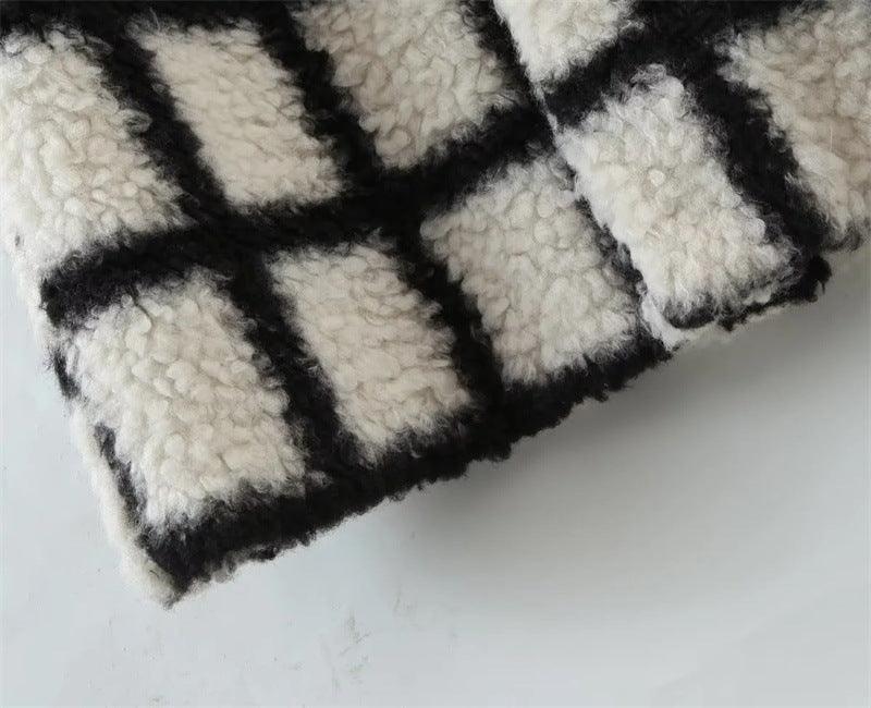 Polo Loose Coat Fashionable Plaid - AmiraMart