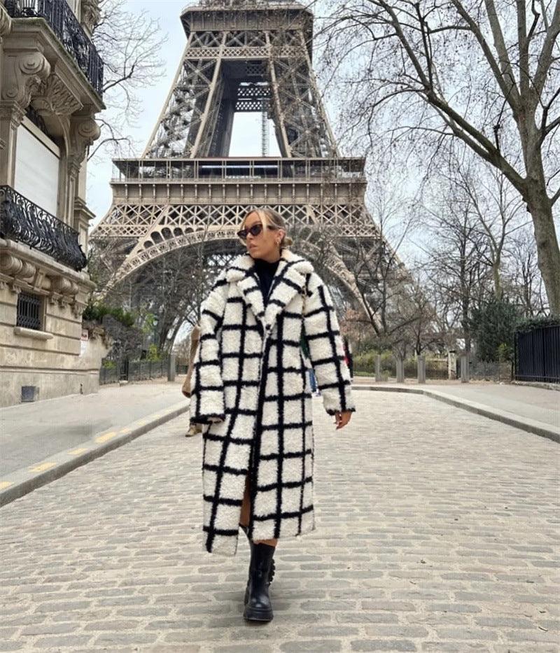 Polo Loose Coat Fashionable Plaid - AmiraMart
