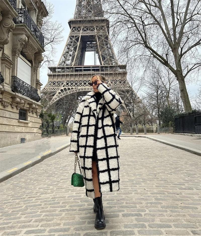 Polo Loose Coat Fashionable Plaid - AmiraMart