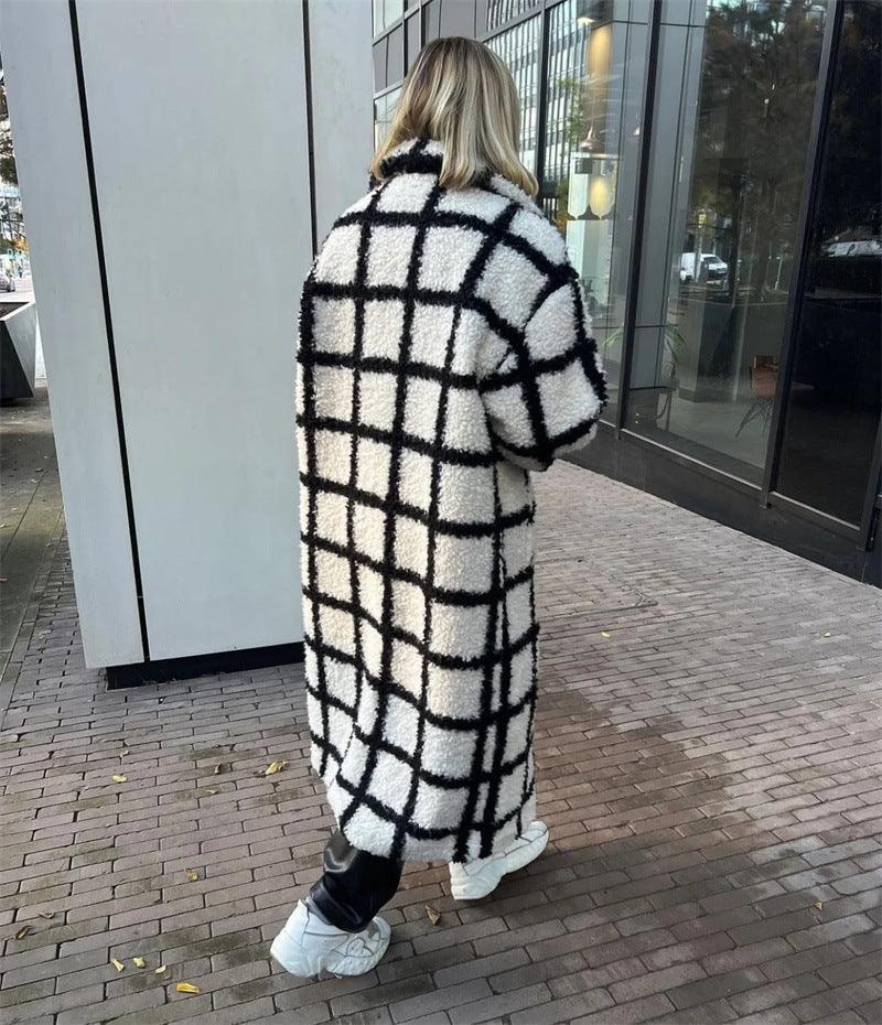 Polo Loose Coat Fashionable Plaid - AmiraMart