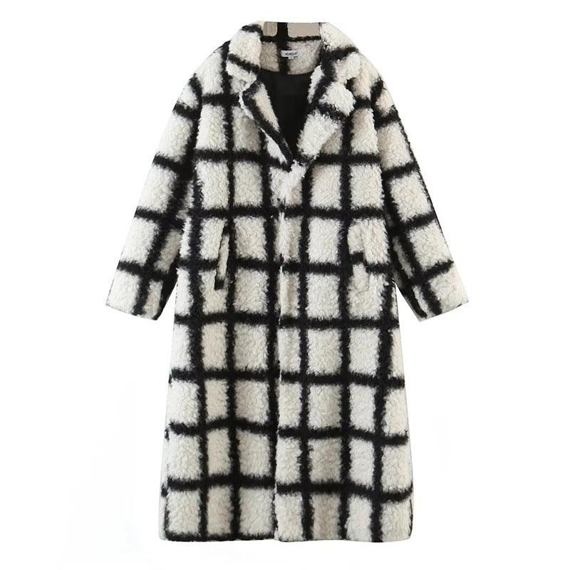 Polo Loose Coat Fashionable Plaid - AmiraMart