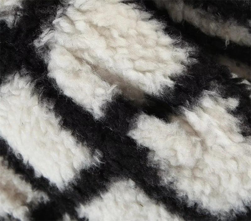 Polo Loose Coat Fashionable Plaid - AmiraMart