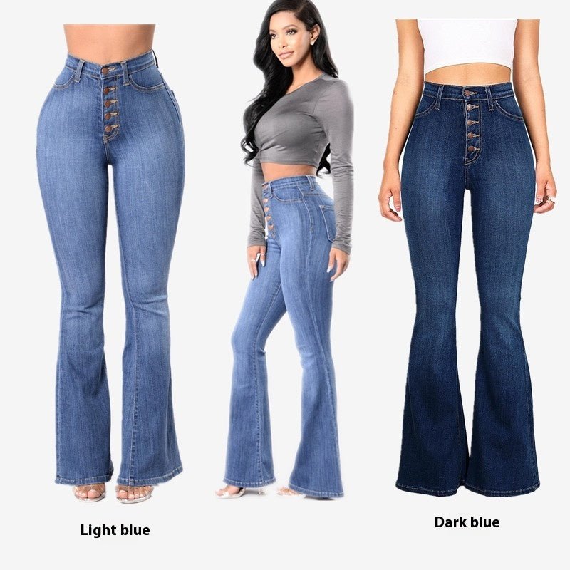 Popular Slim Fit High Waist Denim Bell - bottom - AmiraMart