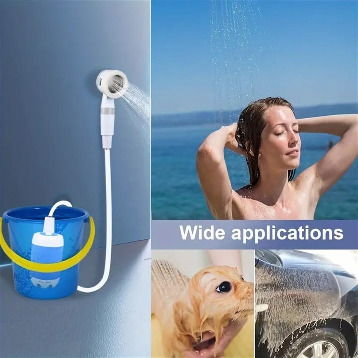 Portable Camping Shower - 5000mAh Rechargeable Electric Travel Shower - AmiraMart