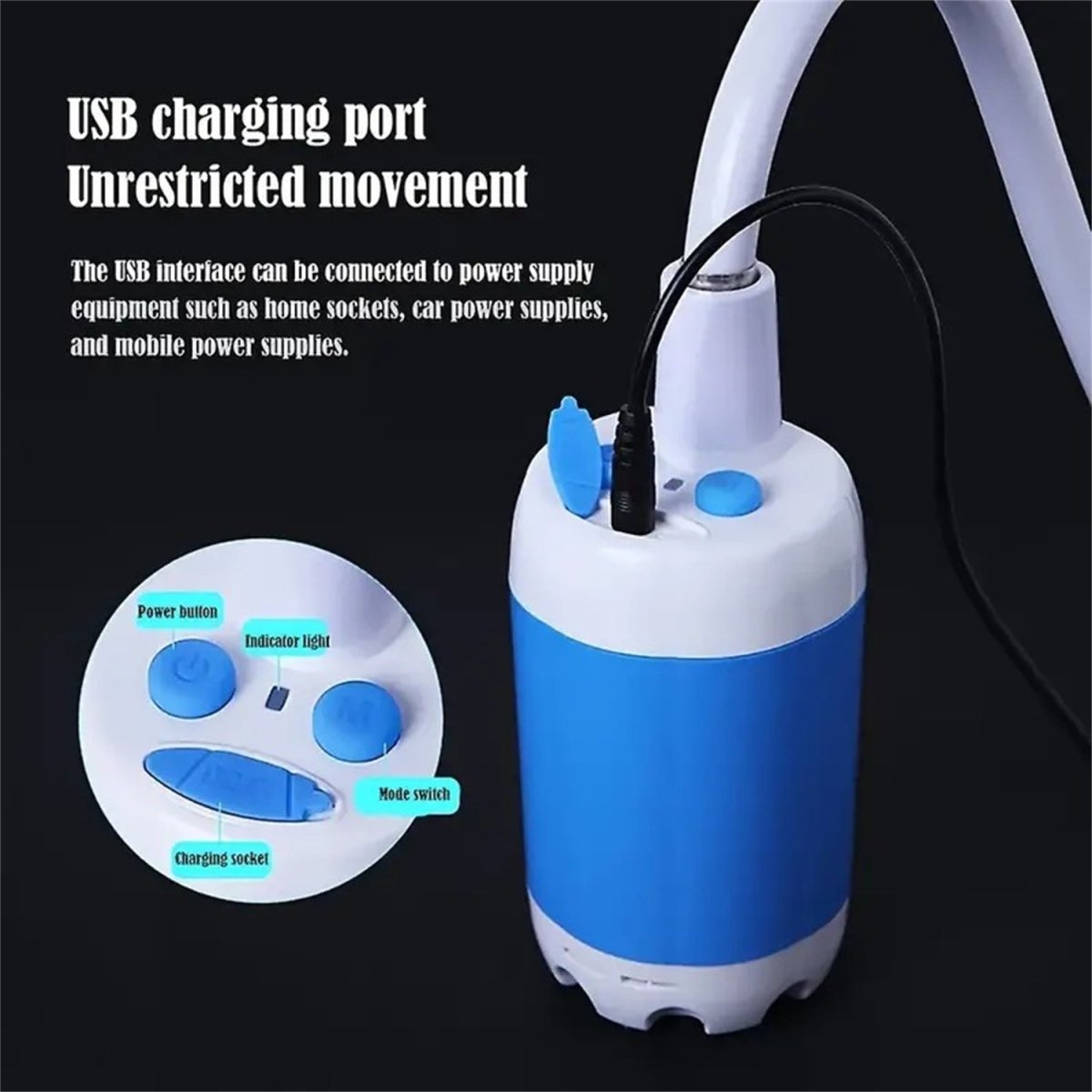 Portable Camping Shower - 5000mAh Rechargeable Electric Travel Shower - AmiraMart