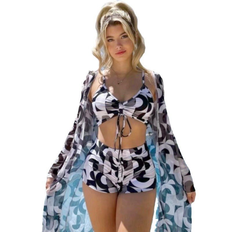 Printed Boxer & Long Sleeve Blouse Set - AmiraMart