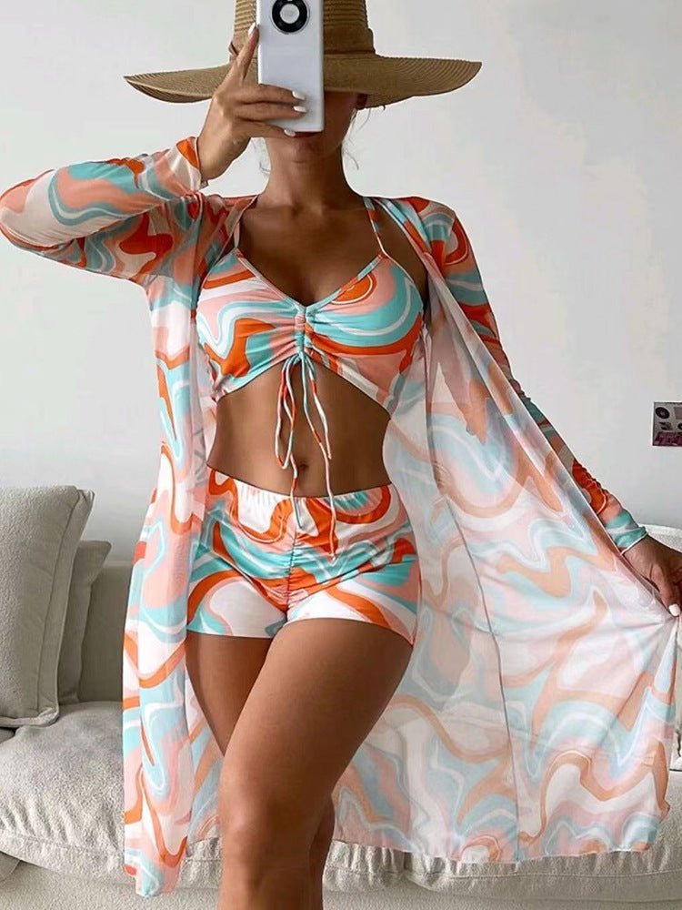 Printed Boxer & Long Sleeve Blouse Set - AmiraMart