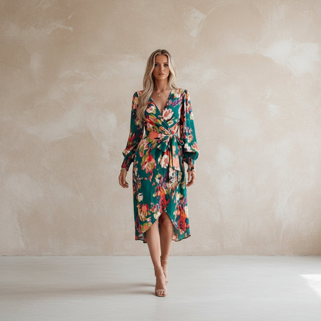 Autumn Winter Elegant V - neck Dress - AmiraMart