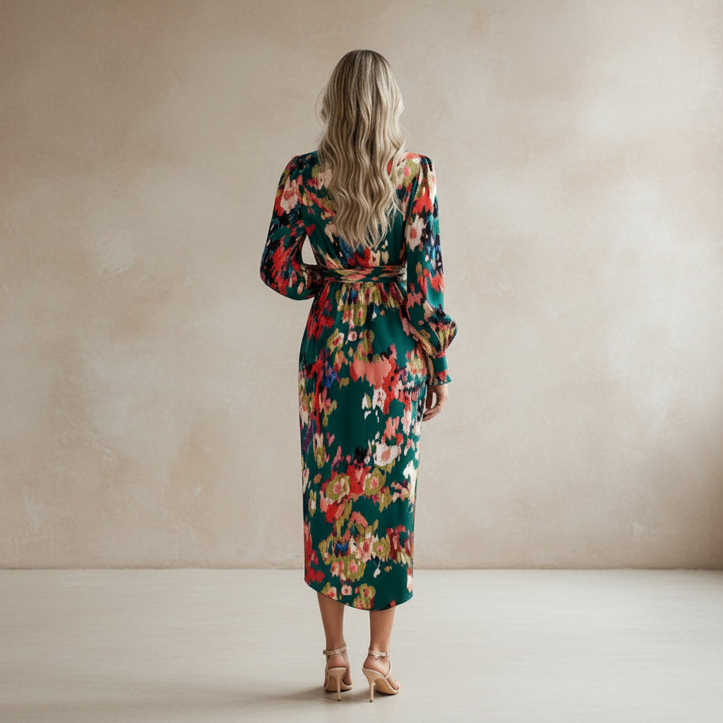 Autumn Winter Elegant V - neck Dress - AmiraMart