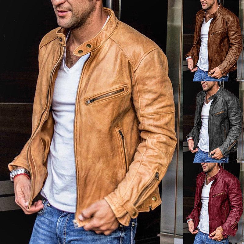 Punk Mens Motorcycle Leather Jacket - AmiraMart