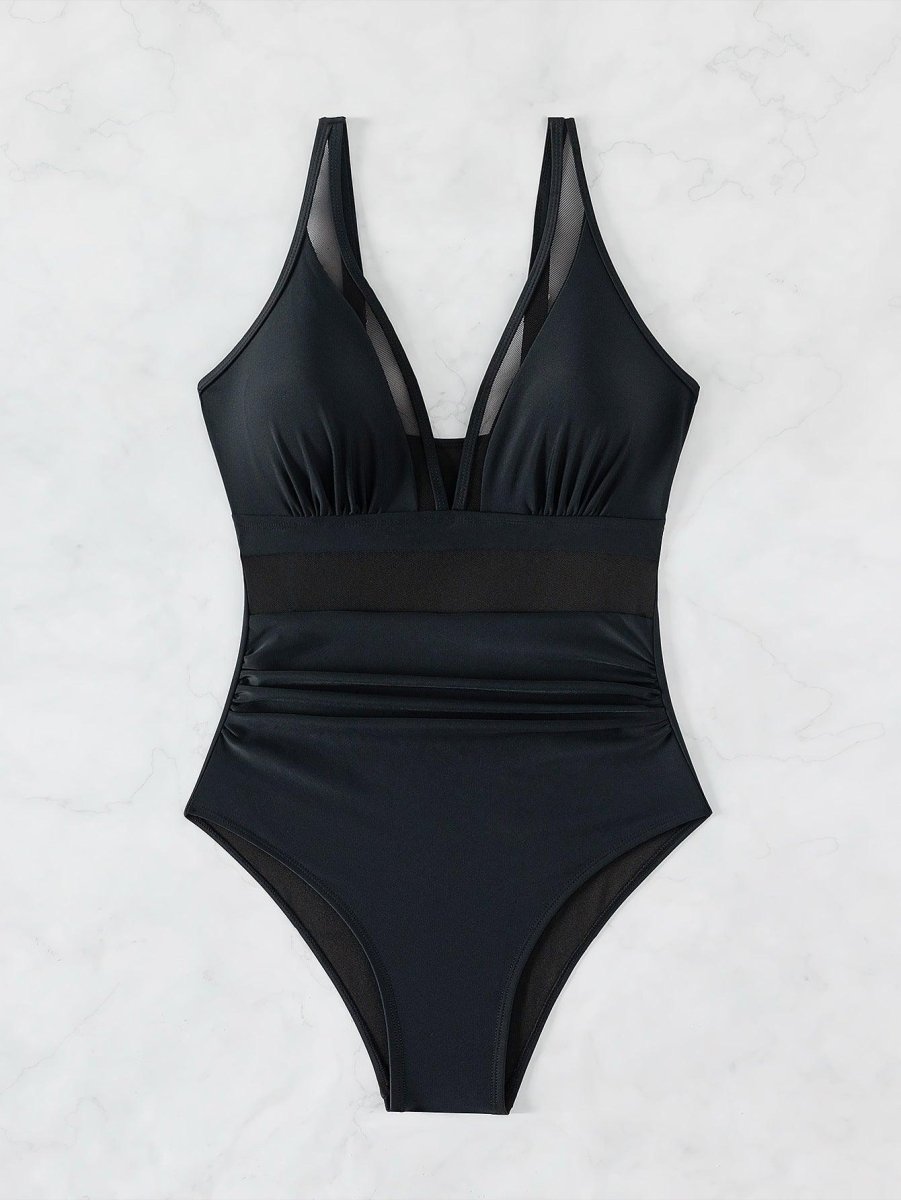 Pure Color Mesh Halter Bikini - AmiraMart