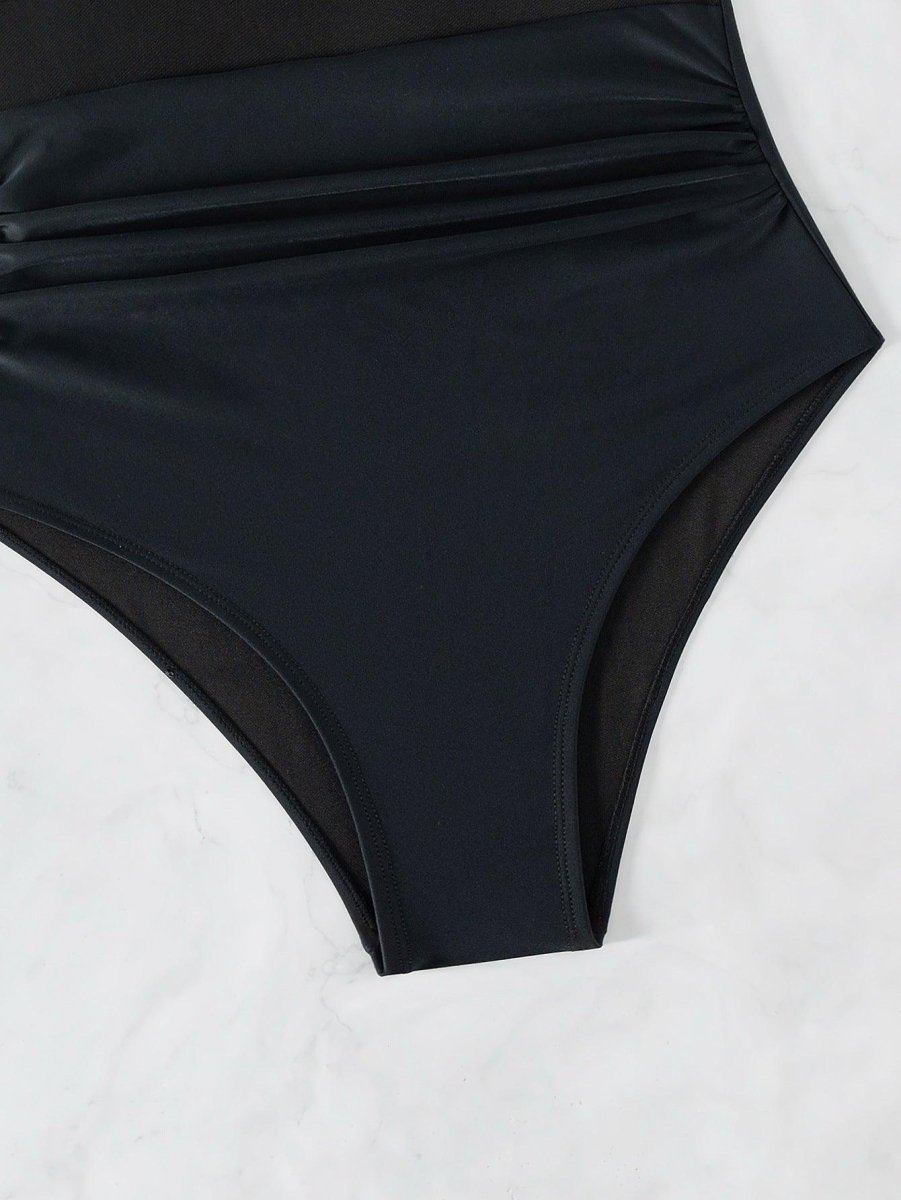 Pure Color Mesh Halter Bikini - AmiraMart