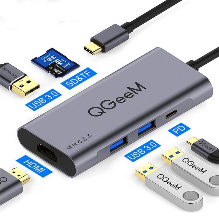 QGeeM 7 - in - 1 Type - C Hub – Multi - Port Adapter - AmiraMart