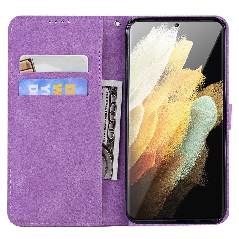 Retro Bowknot Embossed Leather Phone Case - AmiraMart