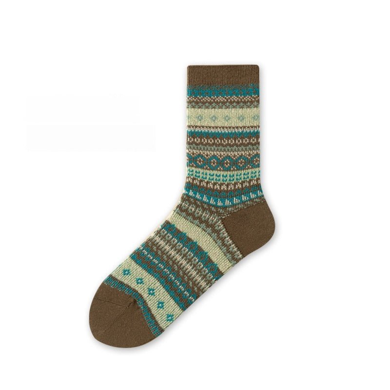 Retro Ethnic Style Rhombus Mid - calf Socks - AmiraMart
