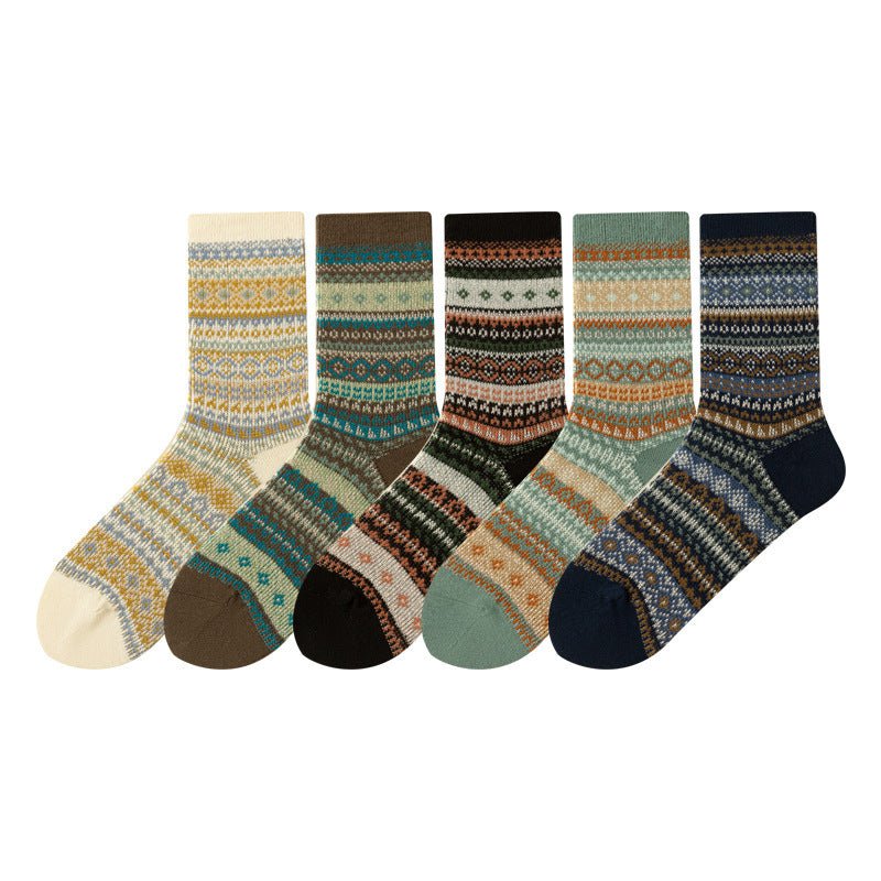 Retro Ethnic Style Rhombus Mid - calf Socks - AmiraMart