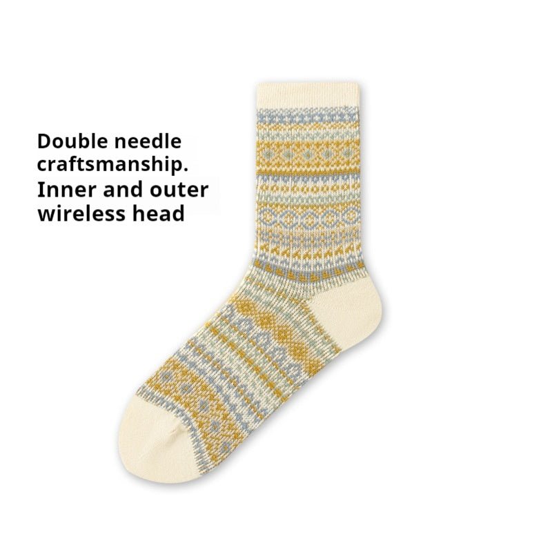 Retro Ethnic Style Rhombus Mid - calf Socks - AmiraMart