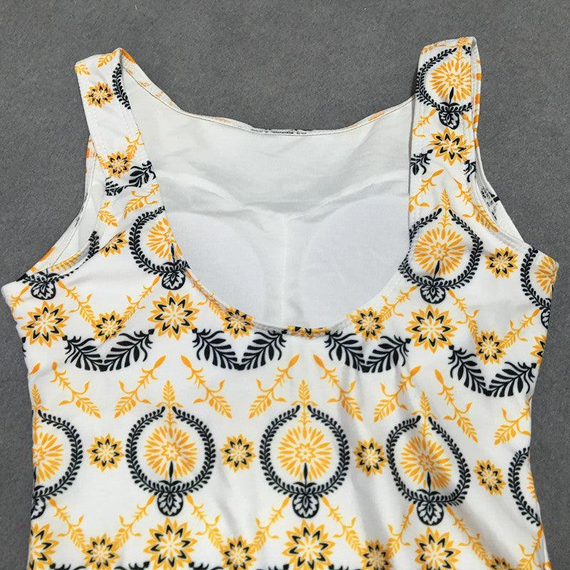 Retro print bikini one - piece swimsuit - AmiraMart