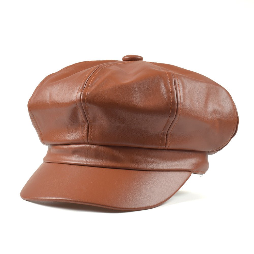 Retro PU Leather Beret - AmiraMart