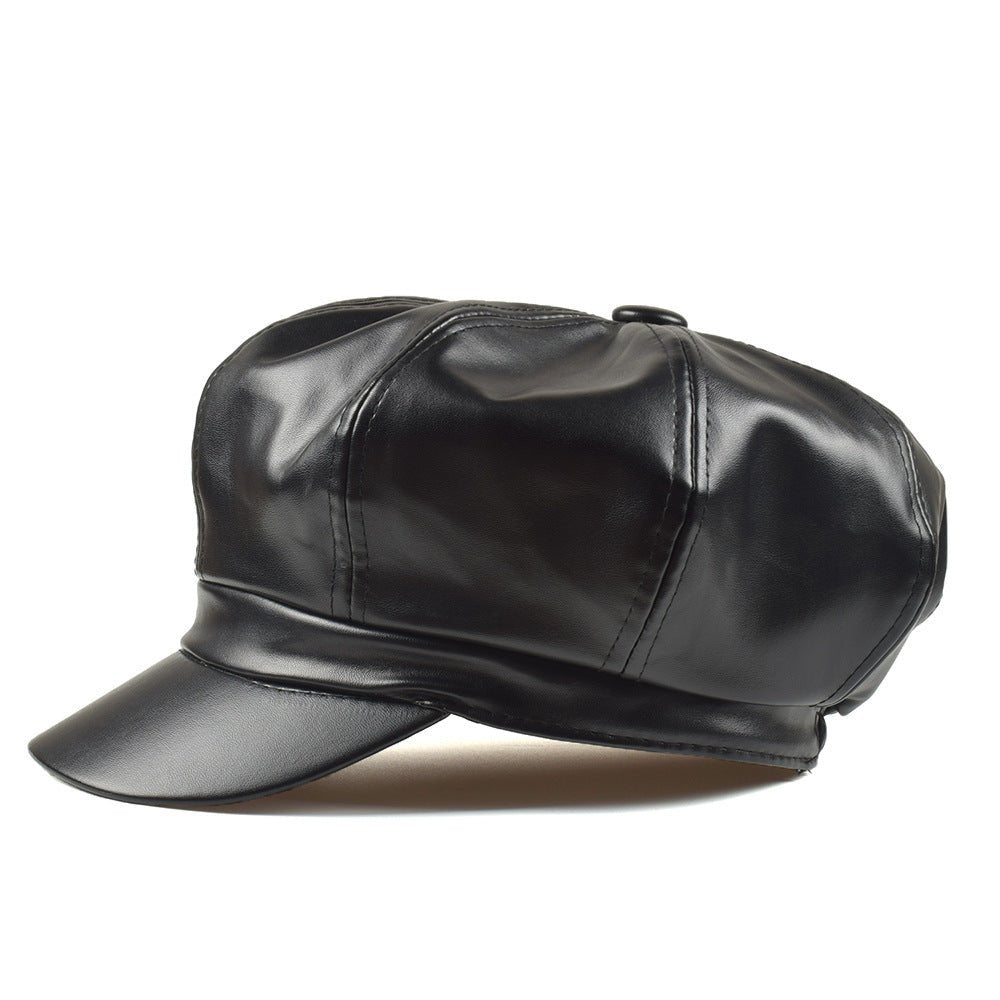 Retro PU Leather Beret - AmiraMart