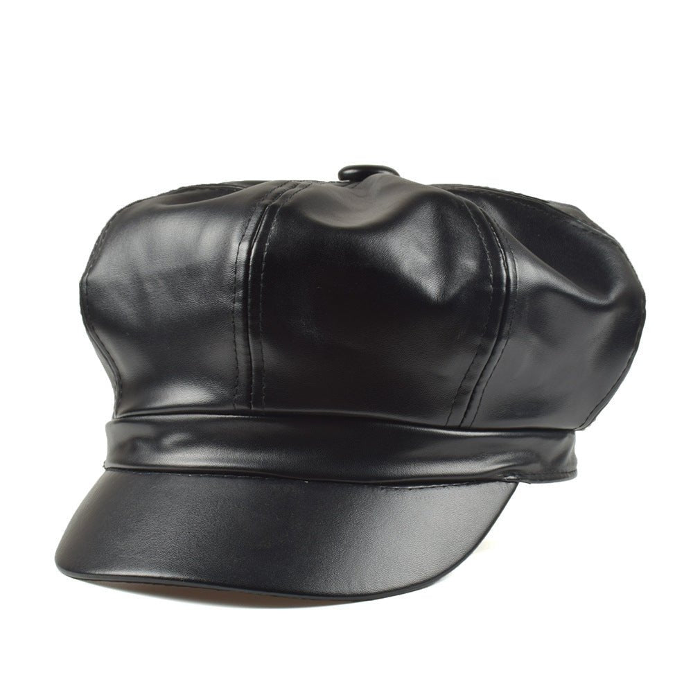 Retro PU Leather Beret - AmiraMart