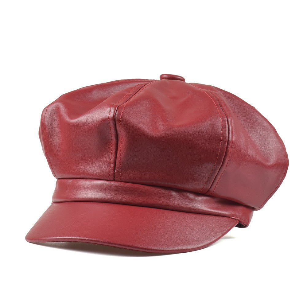 Retro PU Leather Beret - AmiraMart