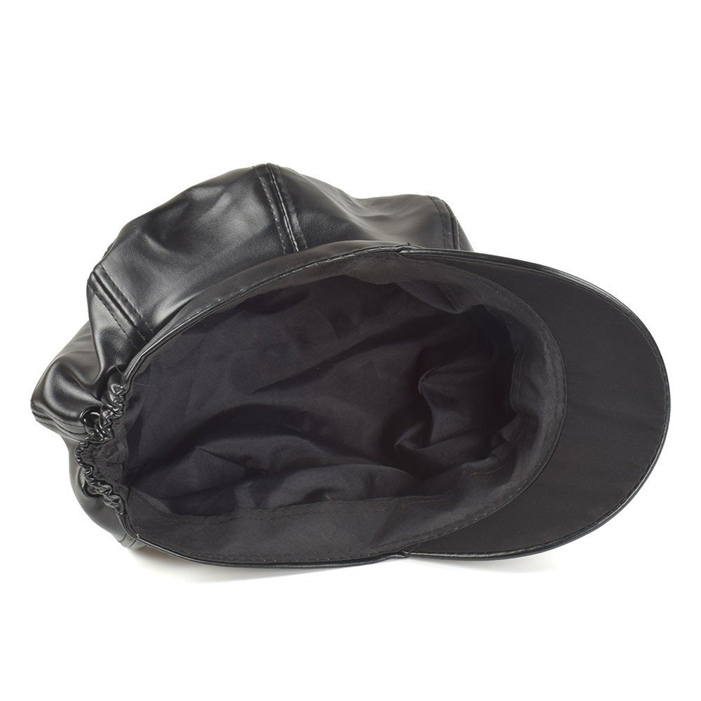 Retro PU Leather Beret - AmiraMart