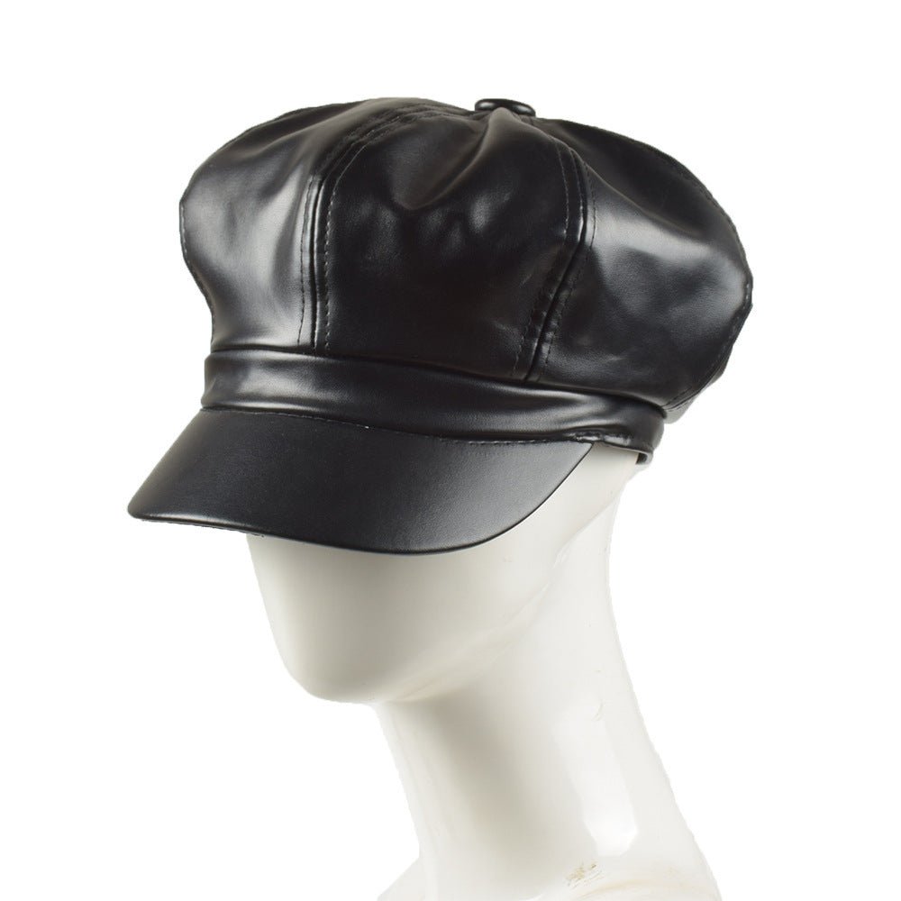 Retro PU Leather Beret - AmiraMart