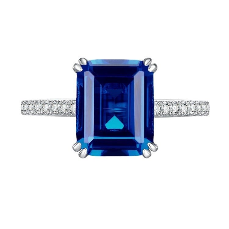Retro Rectangular Car Flat 810 Emerald Women's Ring - AmiraMart