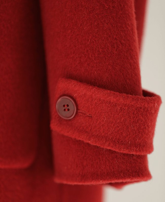 Retro Red Wool Double Faced Woolen Coat Women - AmiraMart