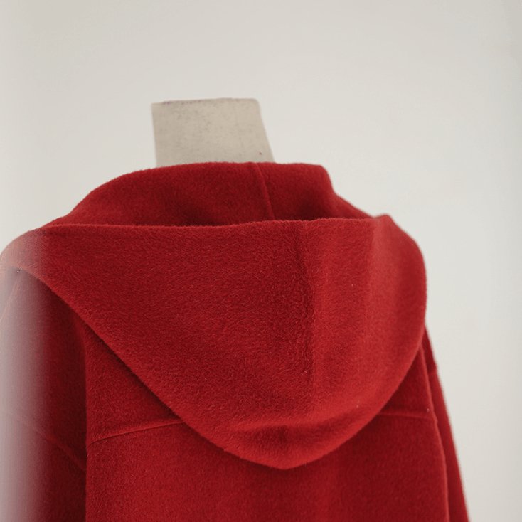 Retro Red Wool Double Faced Woolen Coat Women - AmiraMart