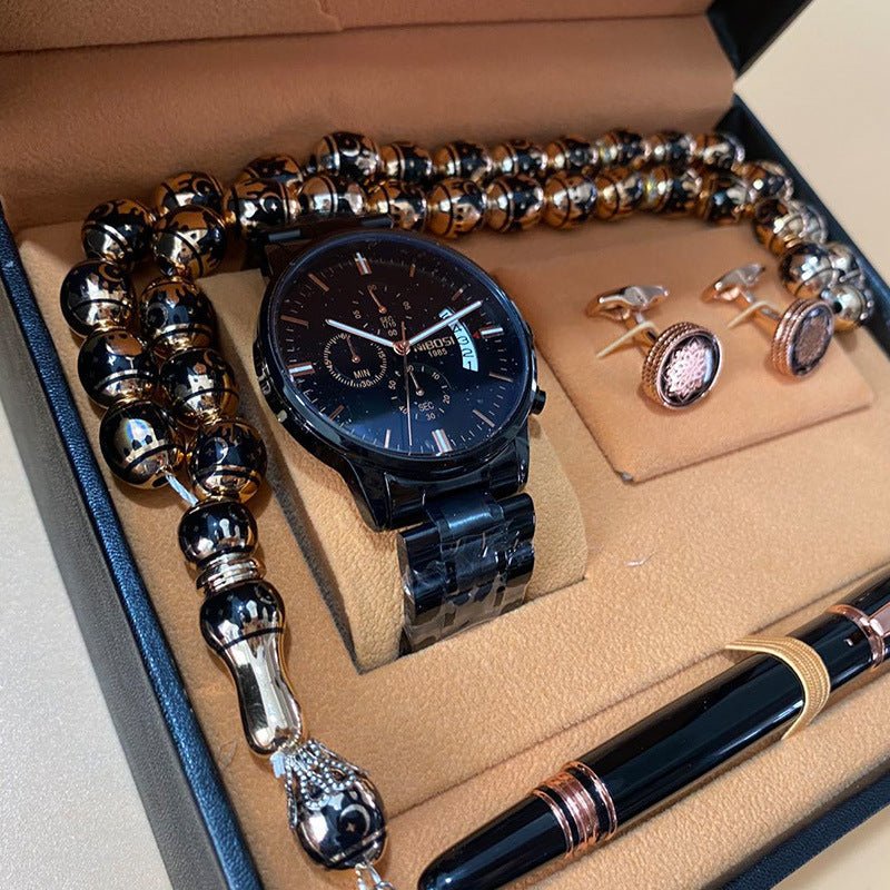 Rosary, Waterproof Watch, Cufflinks, Pen, High - end Gift Box - AmiraMart