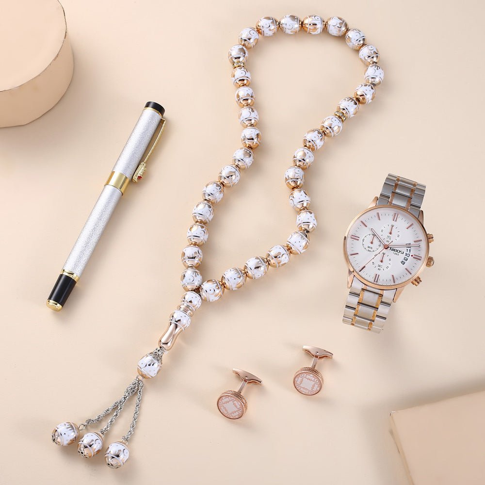 Rosary, Waterproof Watch, Cufflinks, Pen, High - end Gift Box - AmiraMart
