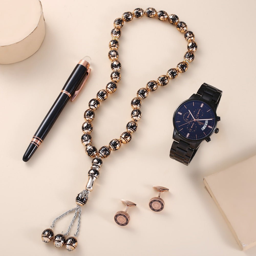 Rosary, Waterproof Watch, Cufflinks, Pen, High - end Gift Box - AmiraMart