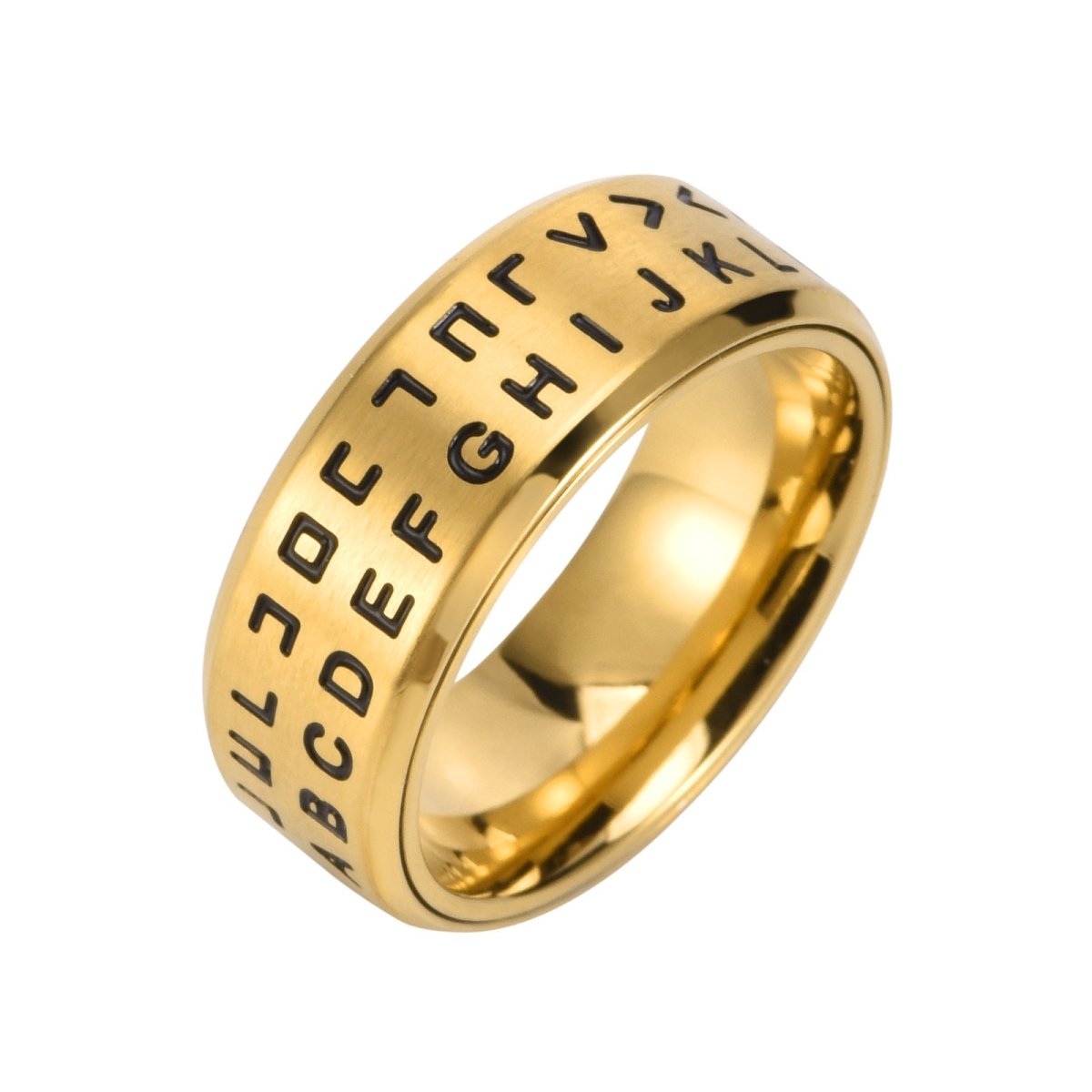 Rotating Letter Men's Gold Ring | Domineering Trend - AmiraMart