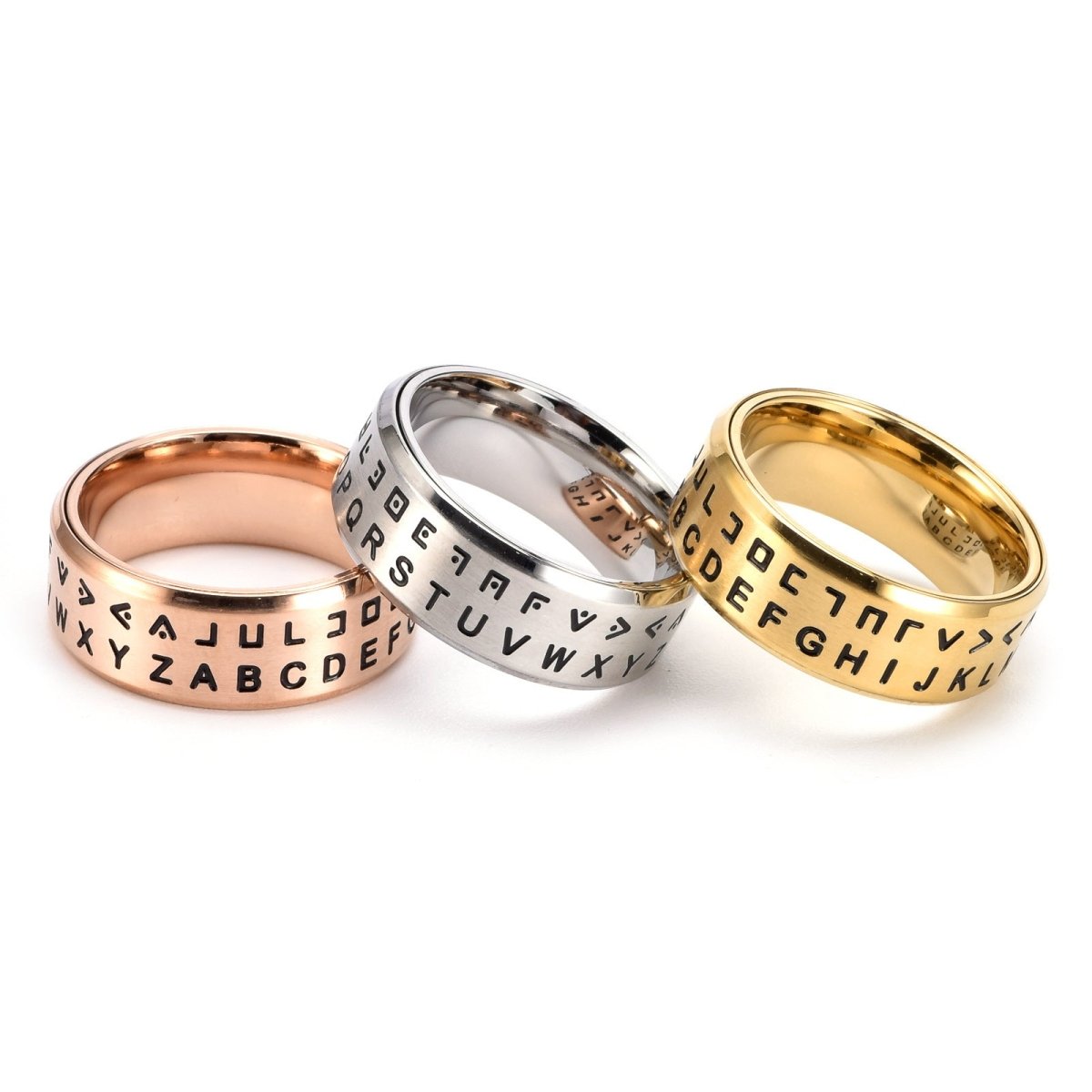Rotating Letter Men's Gold Ring | Domineering Trend - AmiraMart
