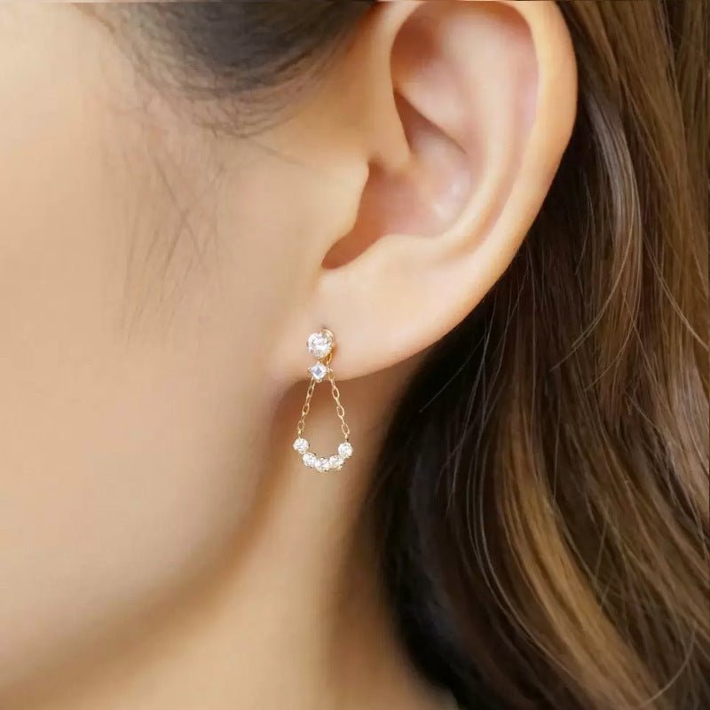 S925 Silver 14K Gold Lapis Lazuli & Zirconium Earrings - AmiraMart